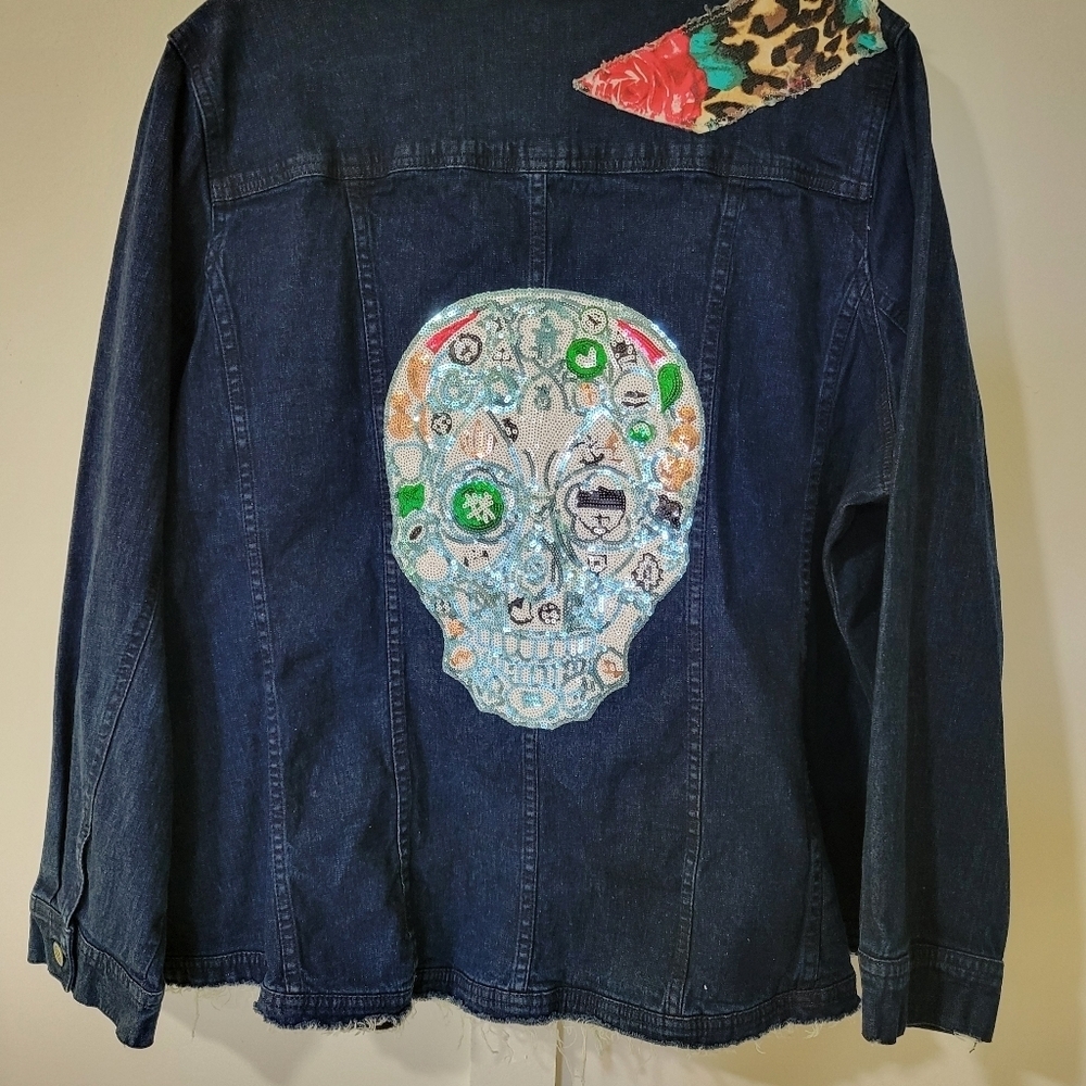 Sassy Britches Women's Denim Jacket with Floral Patch - Picture 9 of 16